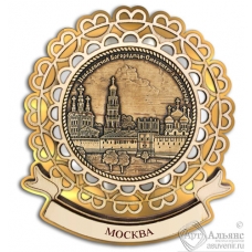 Магнит из бересты Москва-Смоленский Монастырь 3-слойная лента